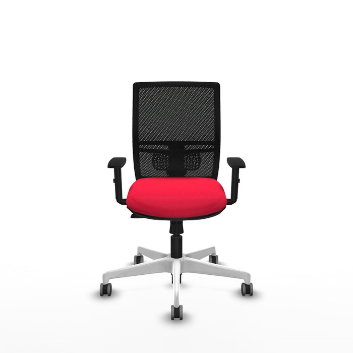 PIQUERAS Y CRESPO Silla de oficina Yunquera con mecanismo Sincro/Traslack, Tela Rojo y Malla Negro