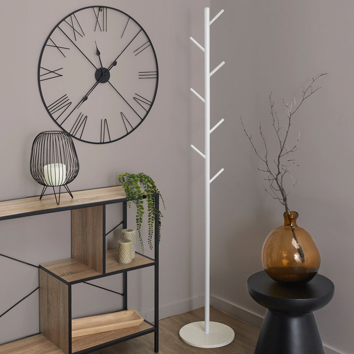 Home Deco Factory Perchero Loka Essentiel Blanco Hierro Mineral d.27 cm h.173 cm