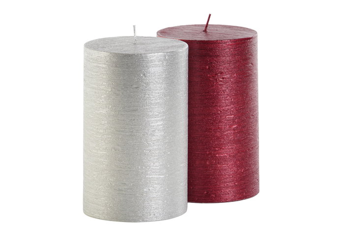 DKD Home Decor Vela de Cera Parafina Surtido Rojo y Plateado
