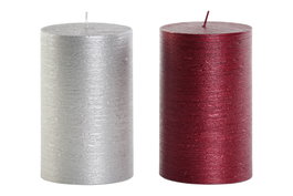 DKD Home Decor Vela de Cera Parafina Surtido Rojo y Plateado