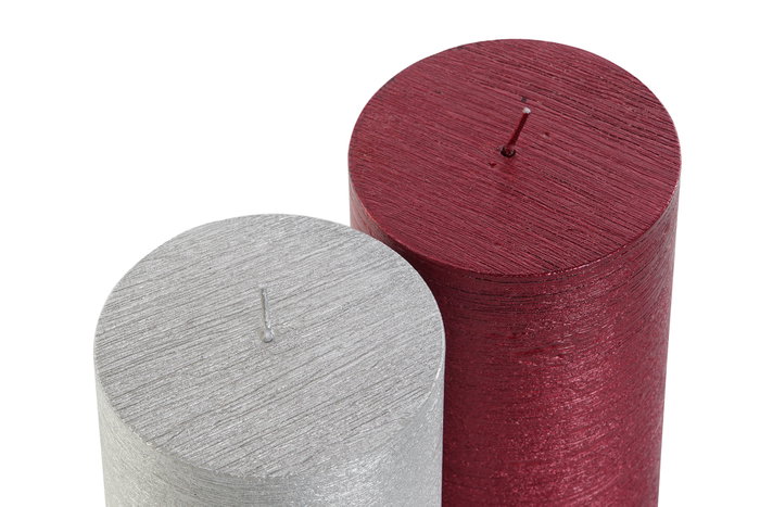 DKD Home Decor Vela de Cera Parafina Surtido Rojo y Plateado