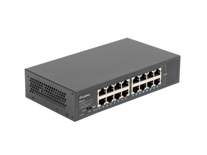 LANBERG RSGE-16 Switch 16 Puertos Gigabit Ethernet No Administrado 1U Negro LANBERG RSGE-16 Switch 16 Puertos Gigabit Ethernet No Administrado 1U Negro