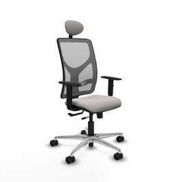PIQUERAS Y CRESPO Silla de oficina Motilla con mecanismo Sincro/Traslack, Blanco y Gris