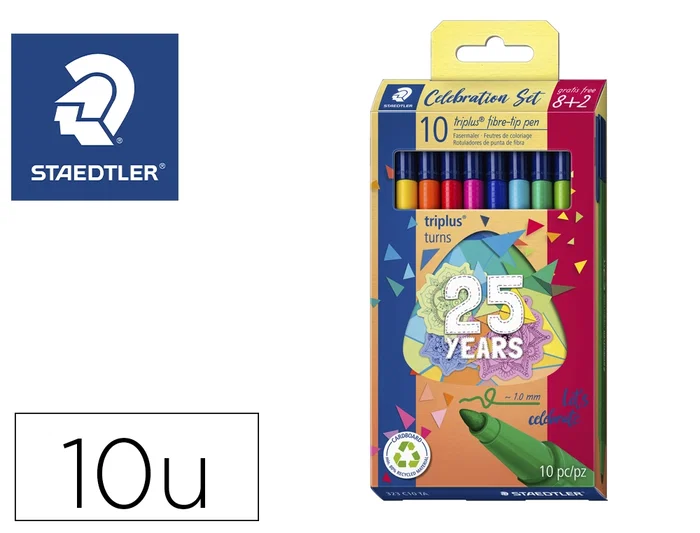 Staedtler Rotulador Triplus Happy Estuche 10 Unidades Colores Surtidos Punta Fina Staedtler Rotulador Triplus Happy Estuche 10 Unidades Colores Surtidos Punta Fina
