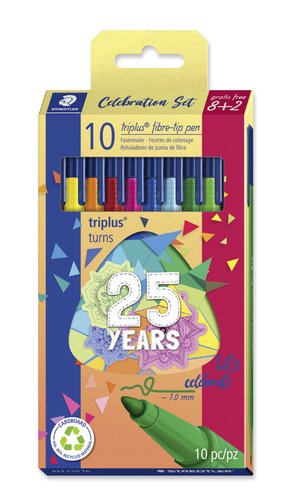 Staedtler Triplus Happy Estuche de 10 Rotuladores Colores Surtidos