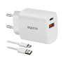 Approx APPUSBWALL20W Cargador de Pared 20W con USB-C y USB-A Blanco con Cable Incluido