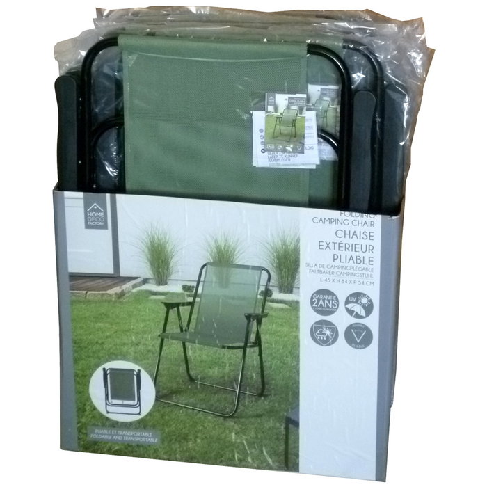 Home Deco Factory Silla Plegable Caqui Acero Poliéster Plástico PP Altura 84 cm Exterior