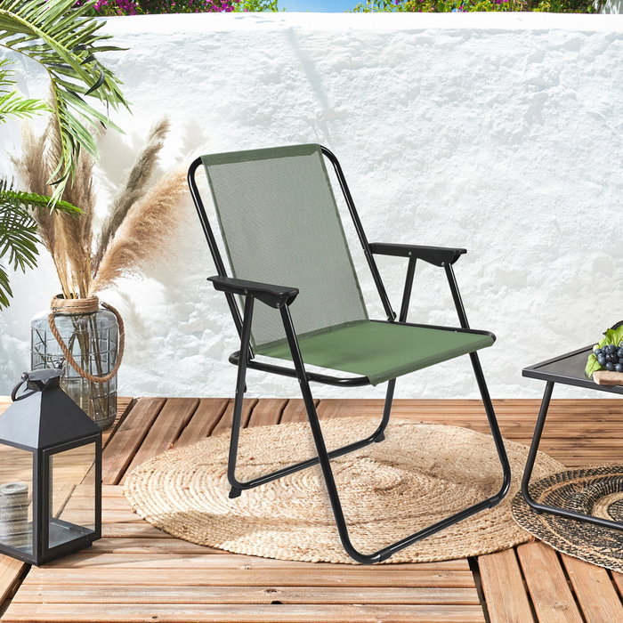Home Deco Factory Silla Plegable Caqui Acero Poliéster Plástico PP Altura 84 cm Exterior
