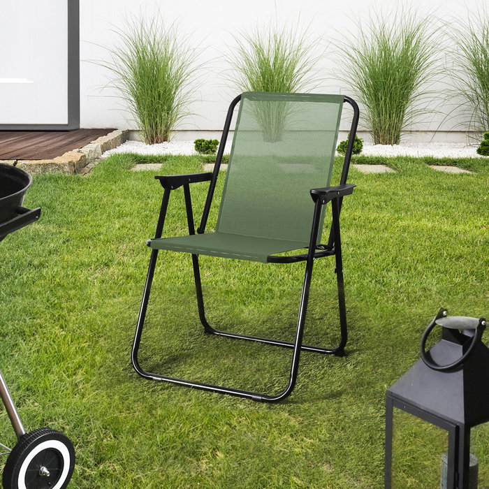 Home Deco Factory Silla Plegable Caqui Acero Poliéster Plástico PP Altura 84 cm Exterior