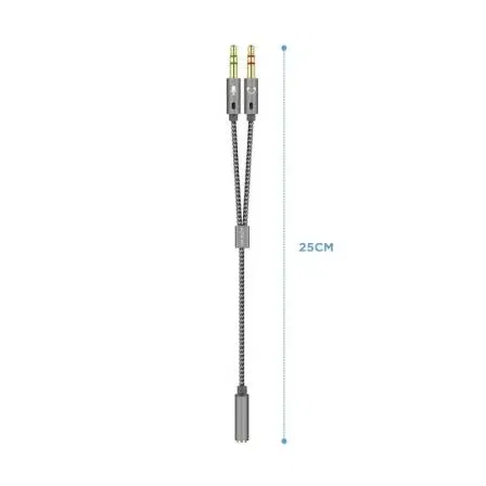 Aisens Cable Adaptador Audio Jack 3.5 Hembra a 2x Jack 3.5 Macho A128-0417 25cm Gris