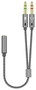 Aisens Cable Adaptador Audio Jack 3.5mm (1 Hembra 4 Pines a 2 Macho 3 Pines) Gris 25cm