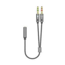 Aisens Cable Adaptador Audio Jack 3.5 Hembra a 2x Jack 3.5 Macho, Gris, 25cm