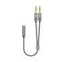Aisens Cable Adaptador Audio Jack 3.5mm 4 Pines Hembra a 2x Jack 3.5mm 3 Pines Macho, Gris, 25cm