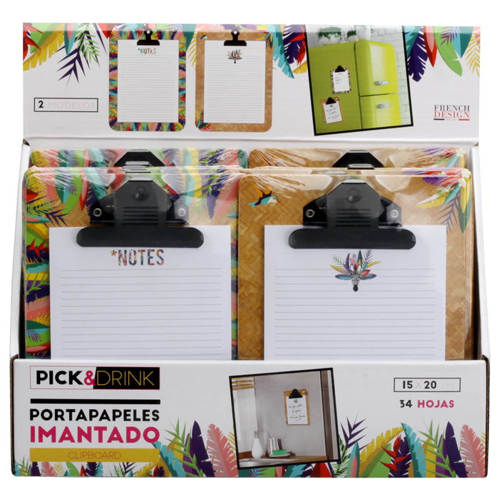 Home Deco Factory Portapapeles Deco Mural Clip Colección Exotic Sauvage Medidas 15x2,5xh.20cm Modelos Negro y Natural