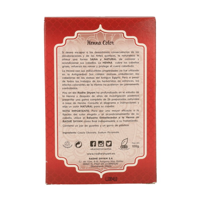 Radhe Shyam Henna Polvo Castaño Cobrizo