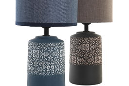 DKD Home Decor Lámpara Sobremesa Moderno Marrón Oscuro Azul 15 x 32 x 15 cm (2 Unidades)