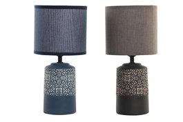 DKD Home Decor Lámpara de Sobremesa de Gres y Poliéster, Surtido de 2 Unidades (Marrón Oscuro y Azul)大変