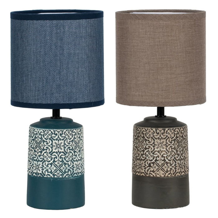 DKD Home Decor Lámpara de Sobremesa de Gres y Poliéster, Surtido de 2 Unidades (Marrón Oscuro y Azul)大変 DKD Home Decor Lámpara de Sobremesa de Gres y Poliéster, Surtido de 2 Unidades (Marrón Oscuro y Azul)大変