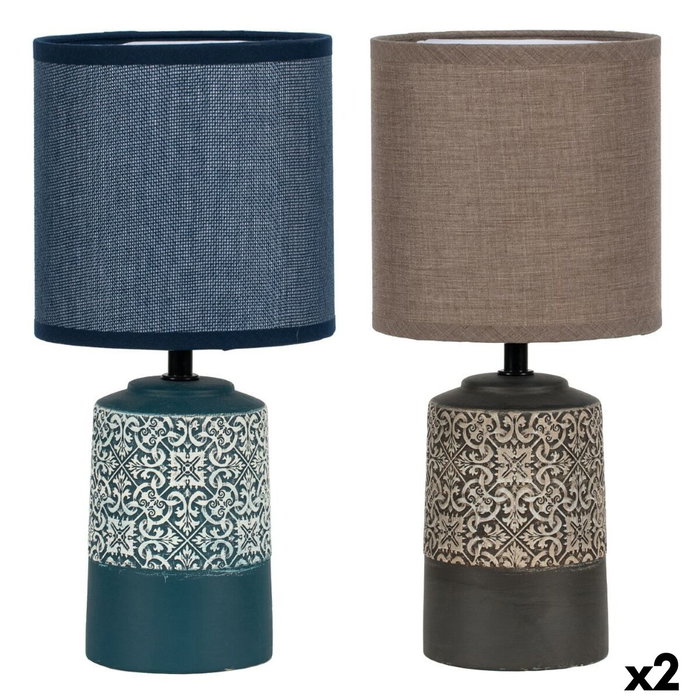 DKD Home Decor Lámpara de Sobremesa de Gres y Poliéster, Surtido de 2 Unidades (Marrón Oscuro y Azul)大変
