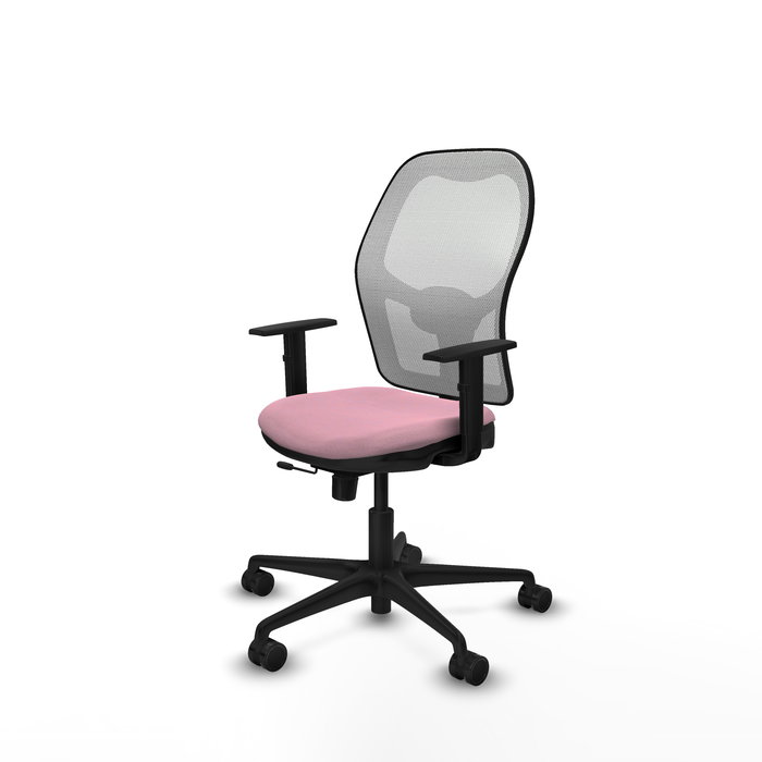 Silla de oficina Jorquera con mecanismo Sincro/Traslack tapizada con Tela color Rosa y malla color Blanco. Equipada con lumbar 1D, Brazos 1D y Ruedas 65mm nailon Silla de oficina Jorquera con mecanismo Sincro/Traslack tapizada con Tela color Rosa y malla color Blanco. Equipada con lumbar 1D, Brazos 1D y Ruedas 65mm nailon
