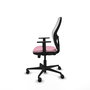 Silla de oficina Jorquera con mecanismo Sincro/Traslack tapizada con Tela color Rosa y malla color Blanco. Equipada con lumbar 1D, Brazos 1D y Ruedas 65mm nailon