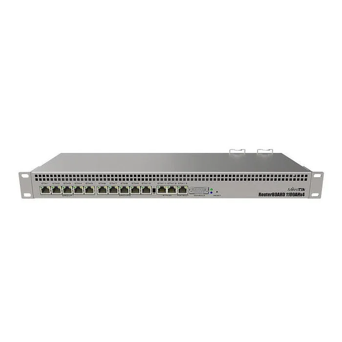 Mikrotik RB1100x4 (RB1100AHx4) - Router con 13 Puertos Gigabit Ethernet, 4 núcleos CPU 1.4 GHz, 1 GB RAM, RouterOS, Licencia Nivel 6