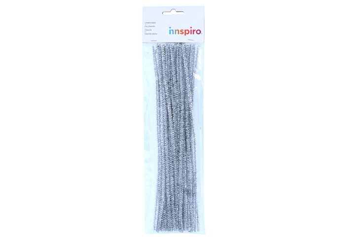 Innspiro Limpiapipas de Chenilla Metálicos Plata 3mm x 30cm (40 unidades)