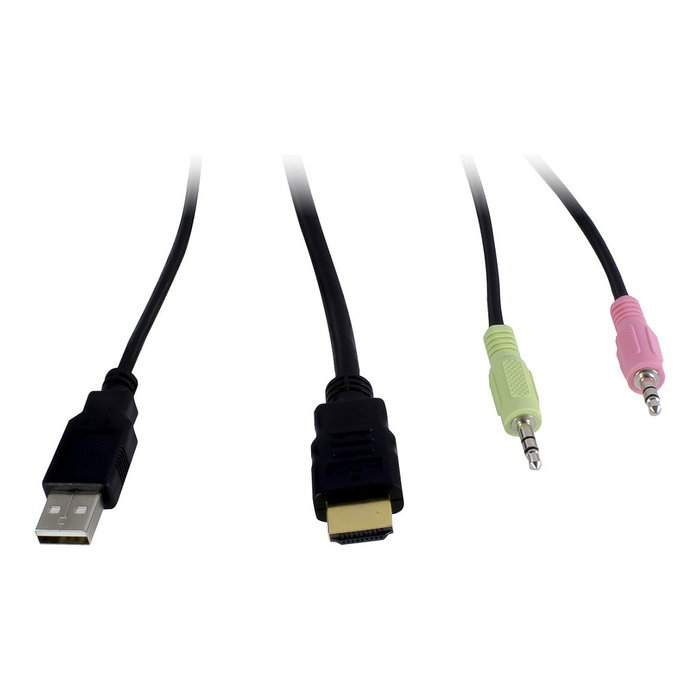 Inter-Tech KVM Switch AS-42HA HDMI, Conmutador 4 Ordenadores, Full HD+ 1920x1440, USB, Audio, Negro