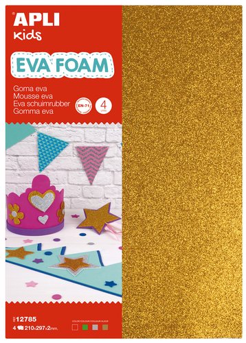 APLI Goma EVA Purpurina 20x30 cm 4 hojas (Oro, Plata, Verde y Rojo) APLI Goma EVA Purpurina 20x30 cm 4 hojas (Oro, Plata, Verde y Rojo)