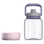 Asobu The Barkley Botella de 1500 ml con cuenco para perro, Rosa