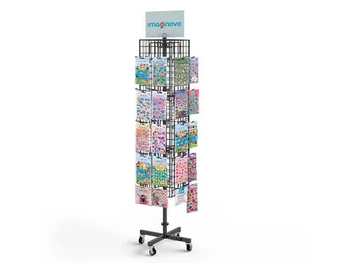 Imaginovo Expositor Metálico Giratorio para Pegatinas con 40 Ganchos Ajustables - Surtido Cerrado 630 Unidades - Dimensiones 1874x532x532 mm Imaginovo Expositor Metálico Giratorio para Pegatinas con 40 Ganchos Ajustables - Surtido Cerrado 630 Unidades - Dimensiones 1874x532x532 mm