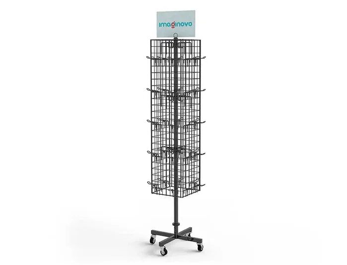 Imaginovo Expositor Metálico Giratorio para Pegatinas con 40 Ganchos Ajustables - Surtido Cerrado 630 Unidades - Dimensiones 1874x532x532 mm Imaginovo Expositor Metálico Giratorio para Pegatinas con 40 Ganchos Ajustables - Surtido Cerrado 630 Unidades - Dimensiones 1874x532x532 mm