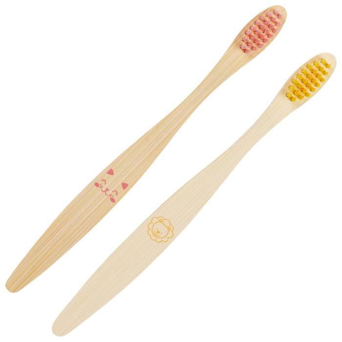 Tom et Zoe Juego de 2 Cepillos Dientes Bambú Suaves para Niños Modelos Surtidos León Koala Gato