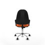 Silla de oficina Algarra con mecanismo Contacto permanente básico tapizada con Tela color Naranja. Equipada con Base cromada, Brazos fijos y Ruedas de nailon 50 mm