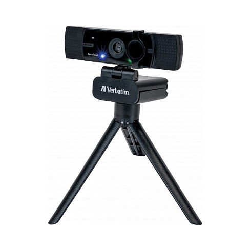 Verbatim Webcam Ultra HD 4K con Autofokus y Micrófono Dual 49580