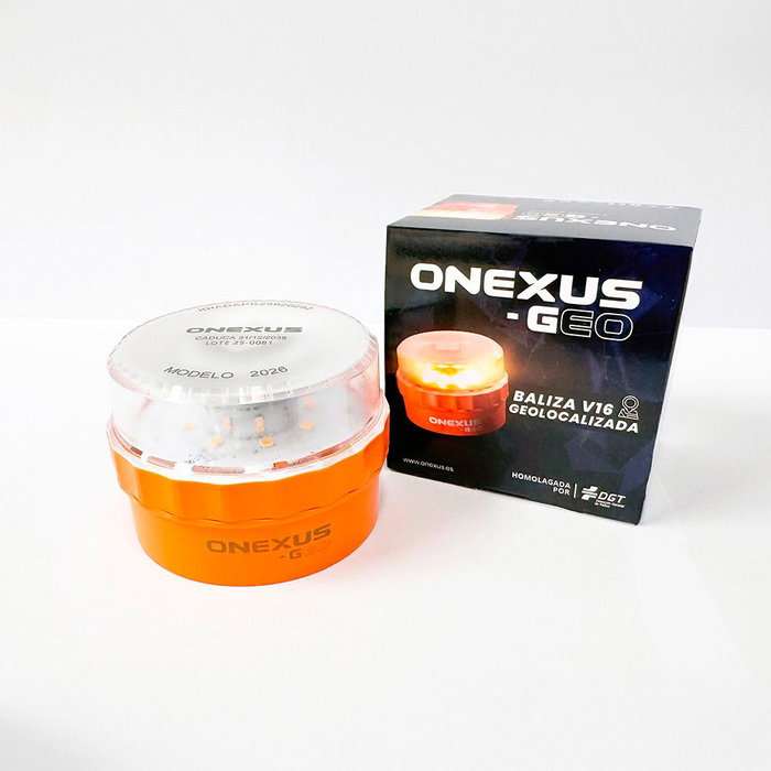 Onexus V16 - Baliza de Emergencia Conectada y Geolocalizable Homologada DGT 3.0, Magnética, IP54, Visible a 1 km, SIM hasta 2038 Onexus V16 - Baliza de Emergencia Conectada y Geolocalizable Homologada DGT 3.0, Magnética, IP54, Visible a 1 km, SIM hasta 2038