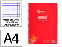 Liderpapel Cuaderno Espiral A4 Pautaguía Cuadro 3mm Rojo
