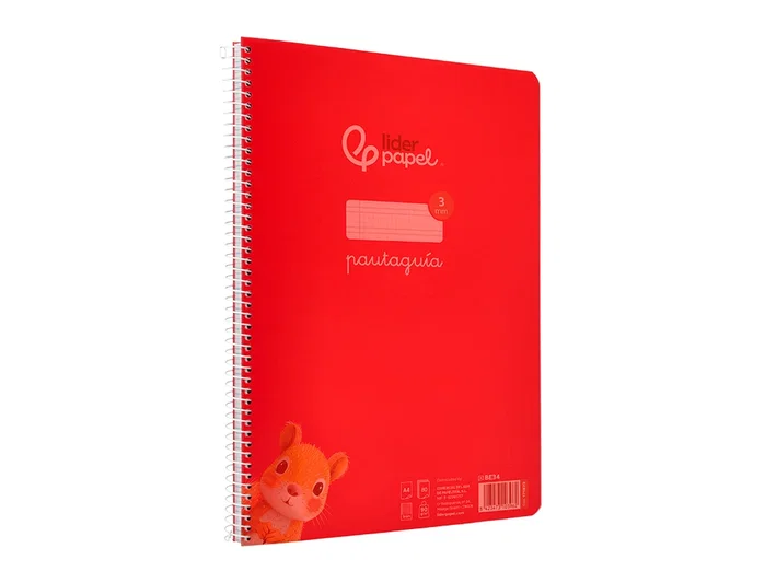 Liderpapel Cuaderno Espiral A4 Pautaguía Cuadro 3mm Rojo