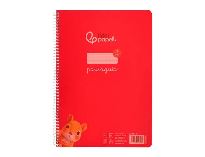 Liderpapel Cuaderno Espiral A4 Pautaguía Cuadro 3mm Rojo