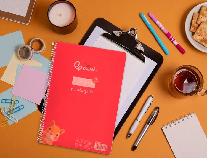 Liderpapel Cuaderno Espiral A4 Pautaguía Cuadro 3mm Rojo