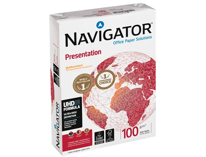 Navigator Papel DIN A4 100 gramos Multiuso Ink-jet y Láser, Paquete 500 Hojas