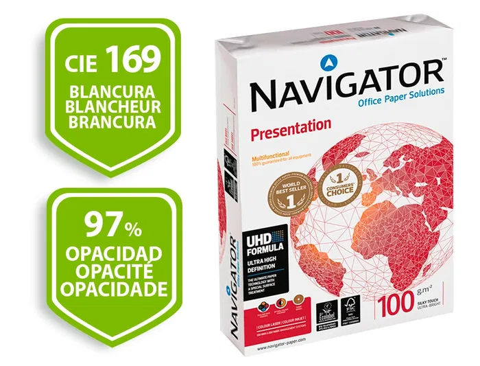Navigator Papel DIN A4 100 gramos Multiuso Ink-jet y Láser, Paquete 500 Hojas
