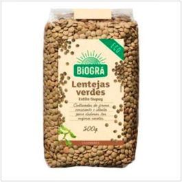 BIOGRA Lentejas Verdes 500Gr Bio. Fuente de fibra. Alimento vegano. Ecológico.