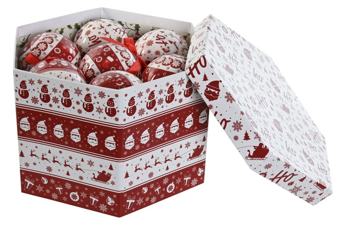 DKD Home Decor Set de 14 Bolas de Decoración PVC Rojo y Blanco