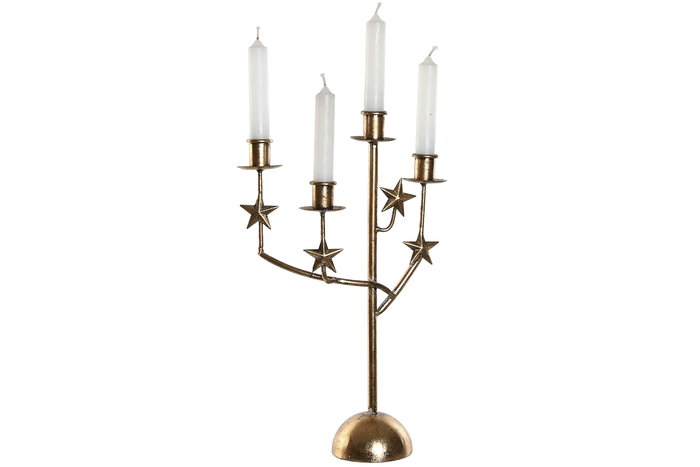 DKD Home Decor Candelabro Navidad Moderna Dorado Metal 9 x 37 x 21 cm (2 Unidades)