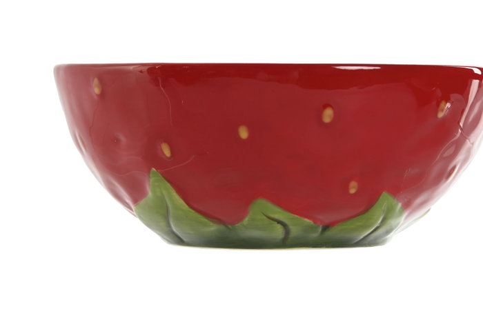 DKD Home Decor Bol de Gres Fresa Rojo