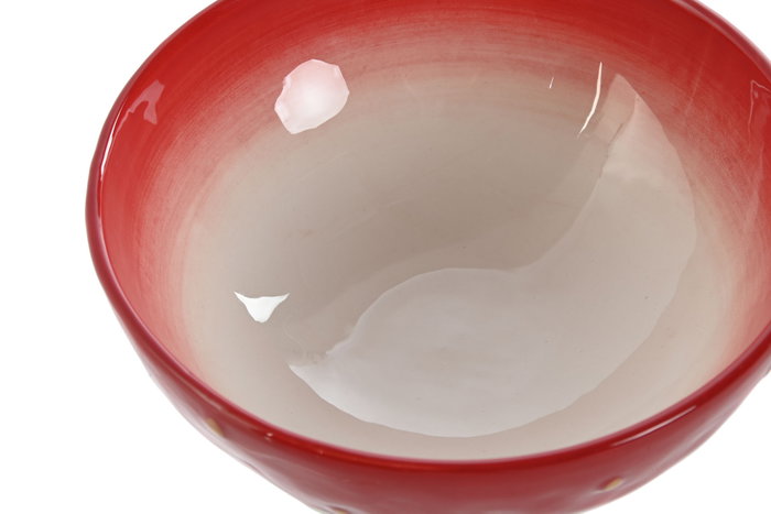 DKD Home Decor Bol de Gres Fresa Rojo