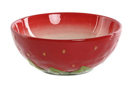 DKD Home Decor Bol de Gres Fresa Rojo