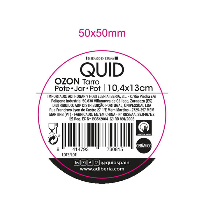 Tarro Cerámico Ozon Quid 10,4x13 cm - 63 cL (24 Unidades)