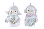 DKD Home Decor Decoración Colgante Navidad Fantasia Blanco Rosa Snowman Resina 5.5 x 3.5 x 6 cm (12 Unidades)